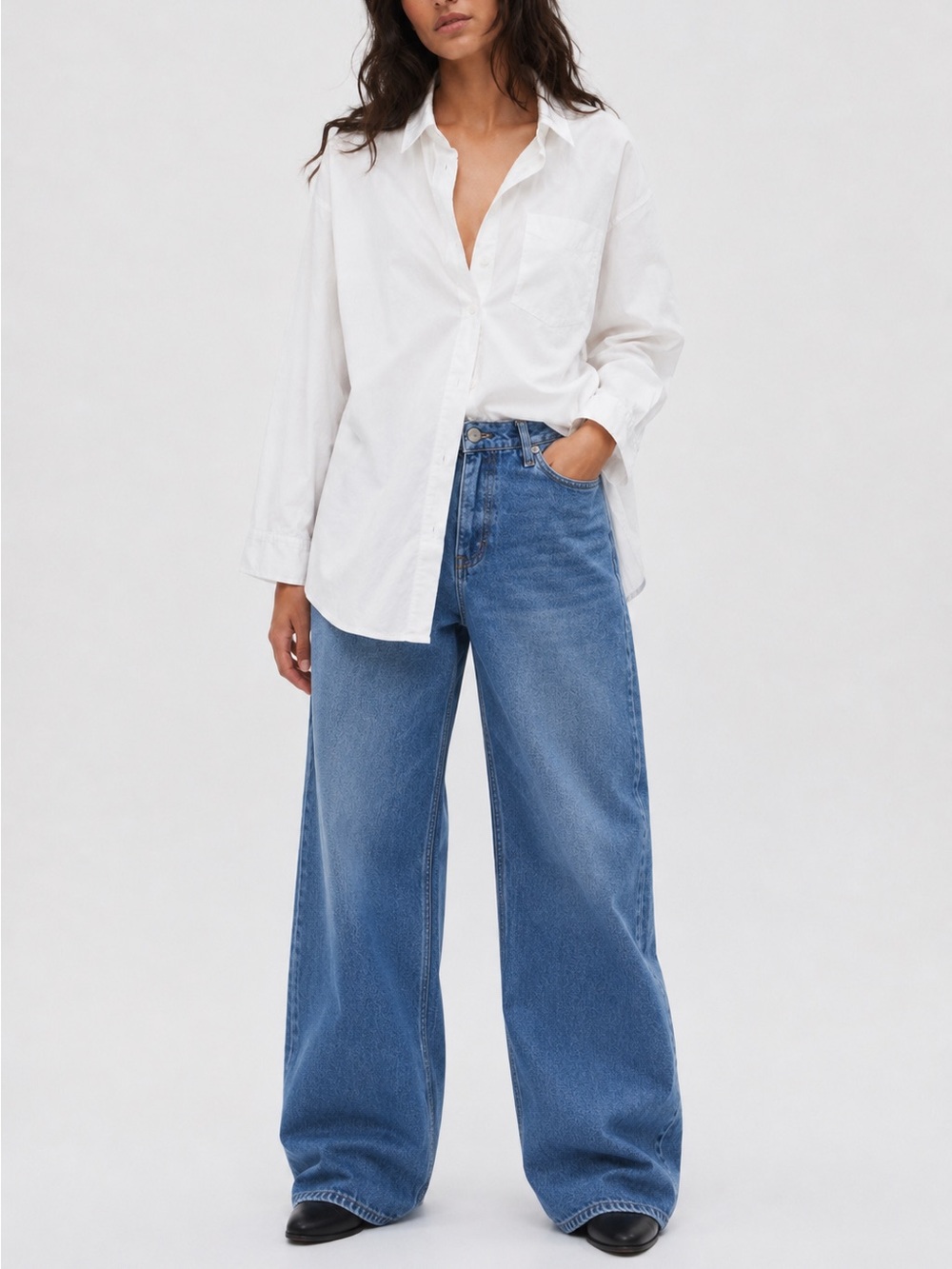 Wilfred white cotton poplin relaxed fit button down shirt